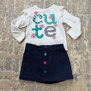 Fisher Price Shirt “cute” & denim Skirt 2 piece set size 18 months 2011